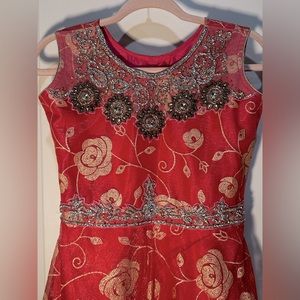 Barbie Doll Dress (Peach Pink with Gold work)